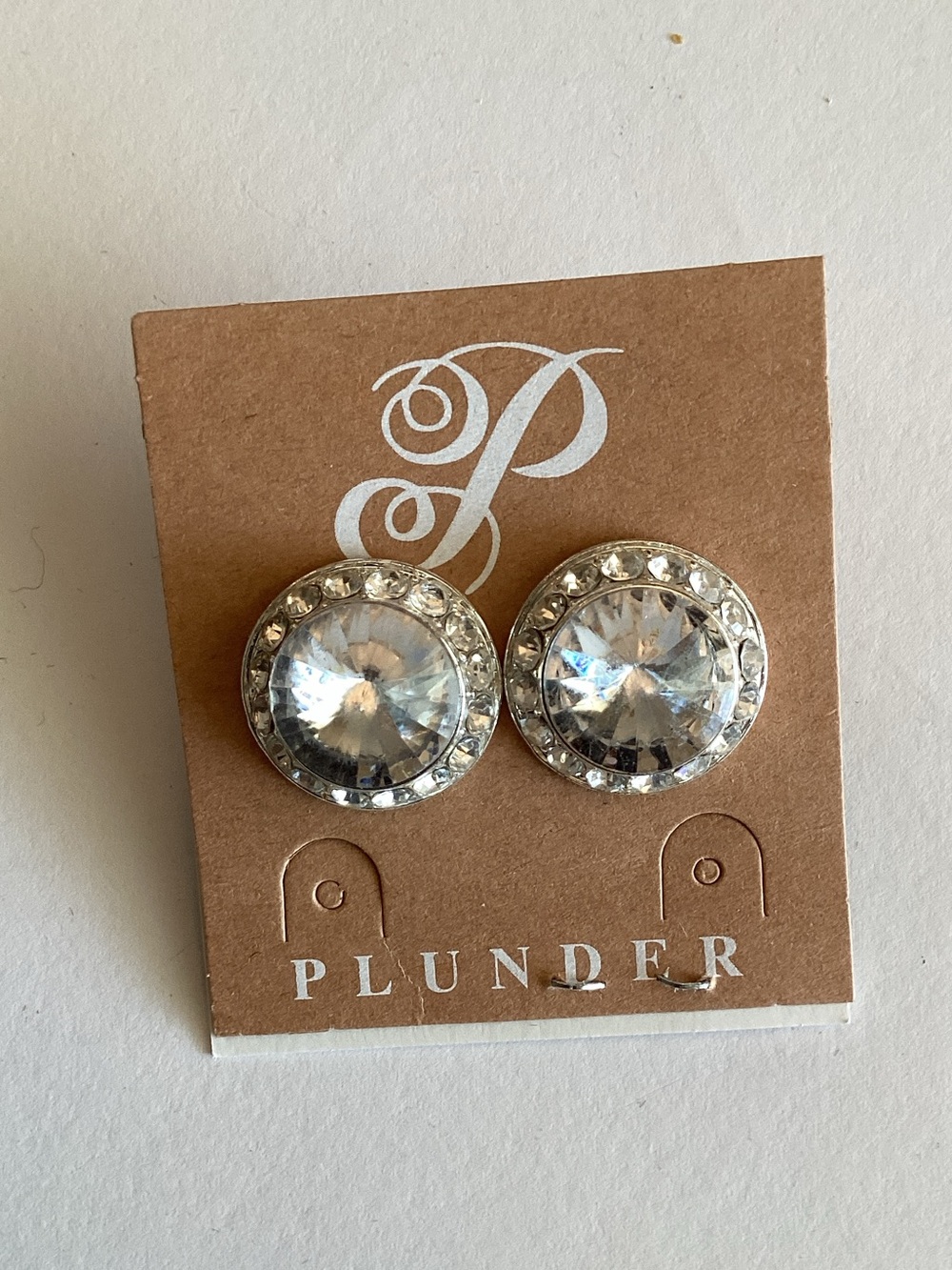 Plunder‎ Silver-Tone Clear Crystal Halo Stud Earrings